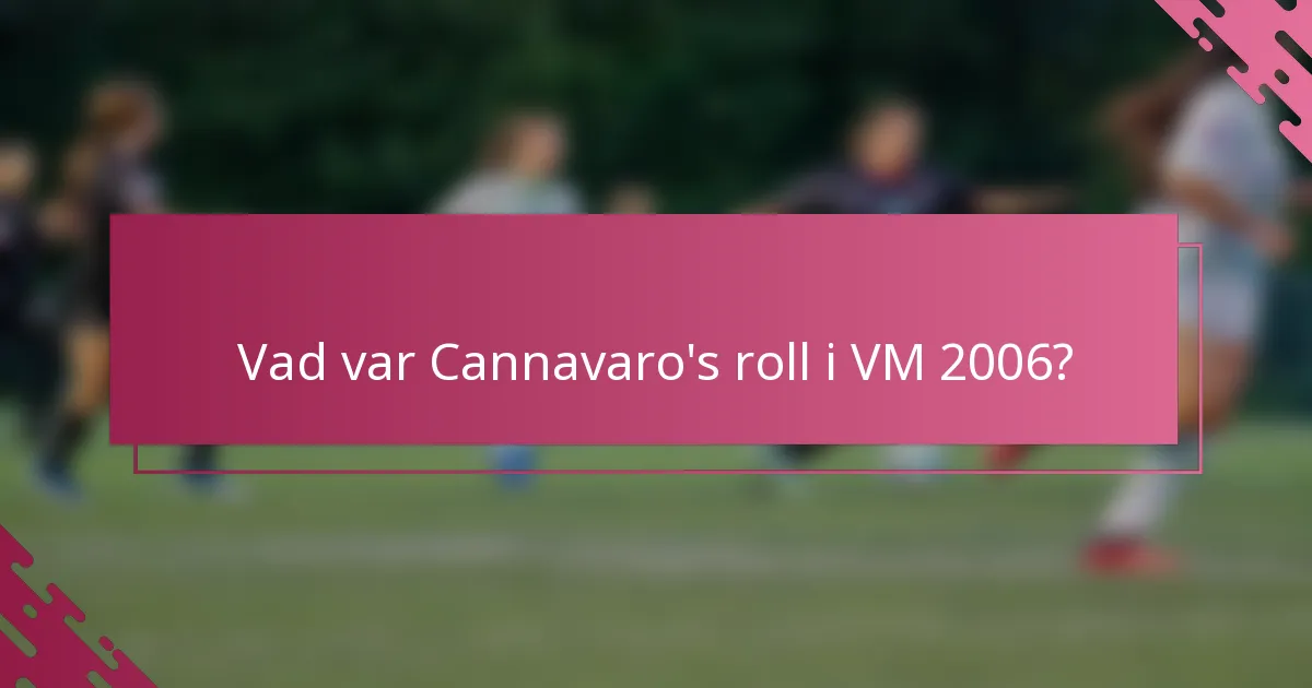 Vad var Cannavaro's roll i VM 2006?