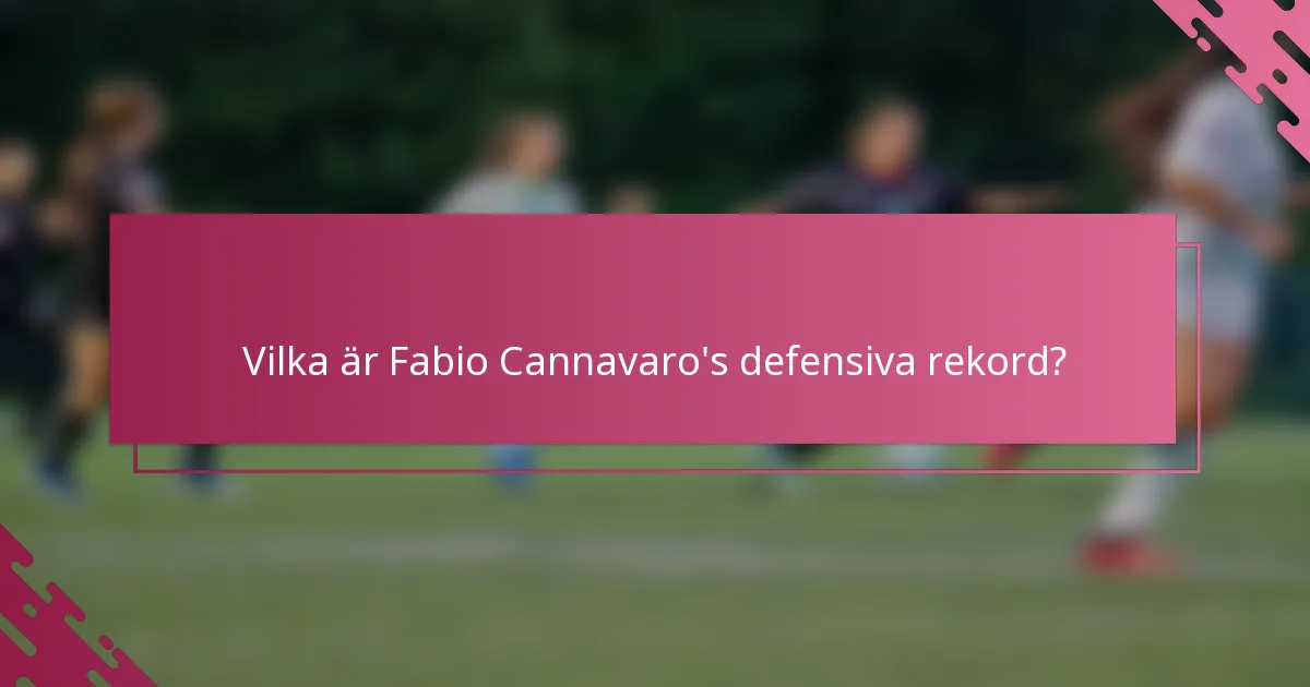 Vilka är Fabio Cannavaro's defensiva rekord?
