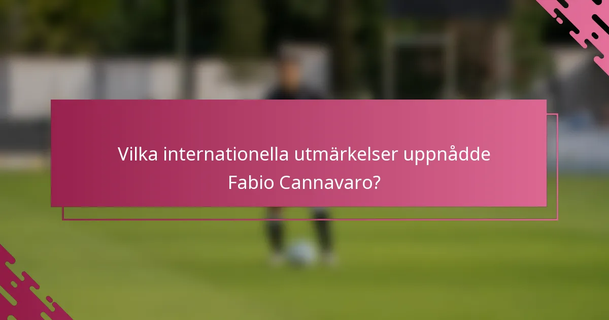 Vilka internationella utmärkelser uppnådde Fabio Cannavaro?