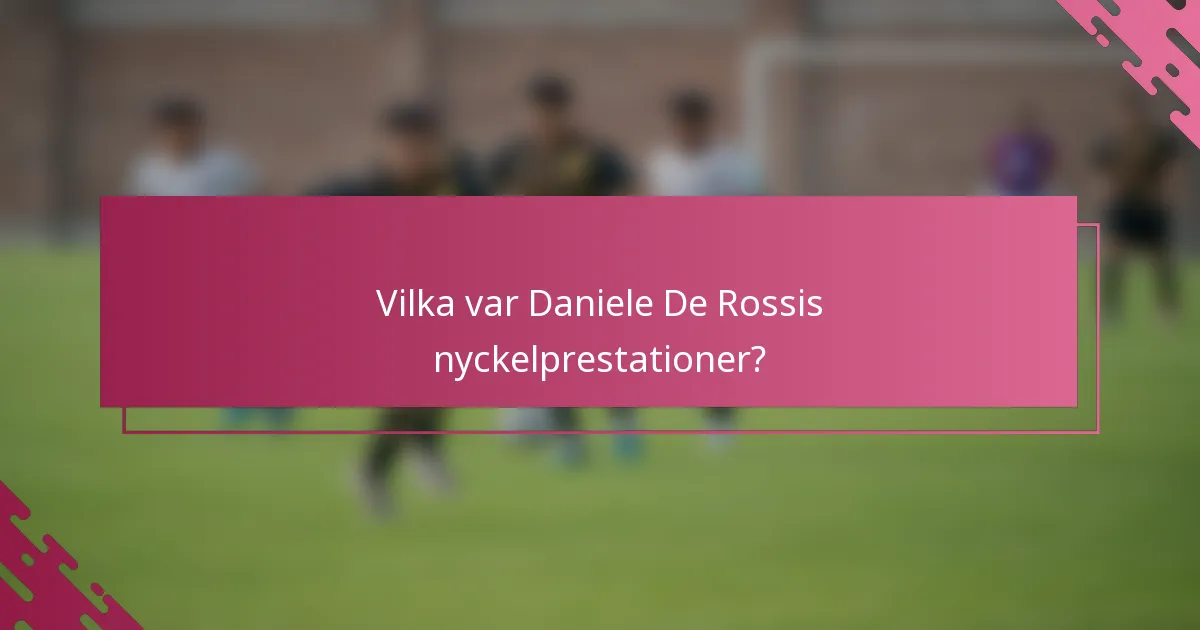 Vilka var Daniele De Rossis nyckelprestationer?